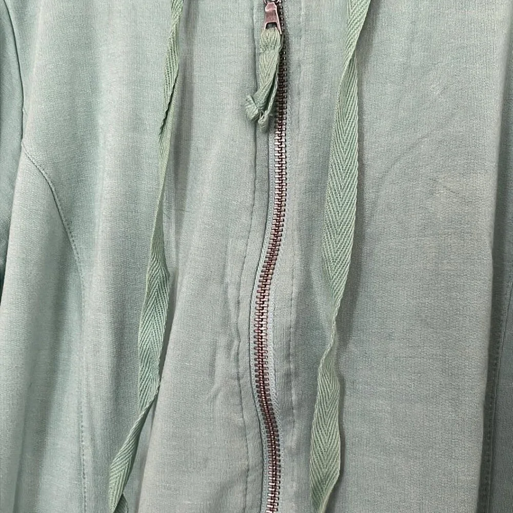 LOGO Full Zip Hooded Jacket SZ Lg Green Long Sleeve Pockets Athleisure Transitio